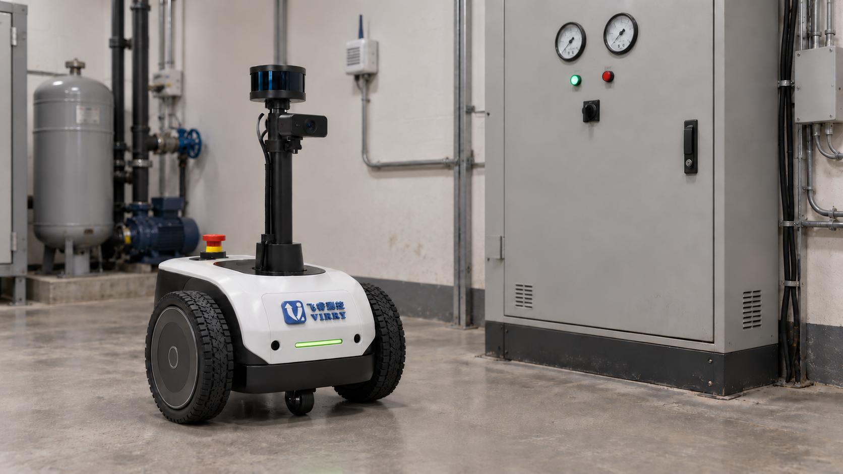 飞睿测控巡检机器人在普通设备间观察仪表